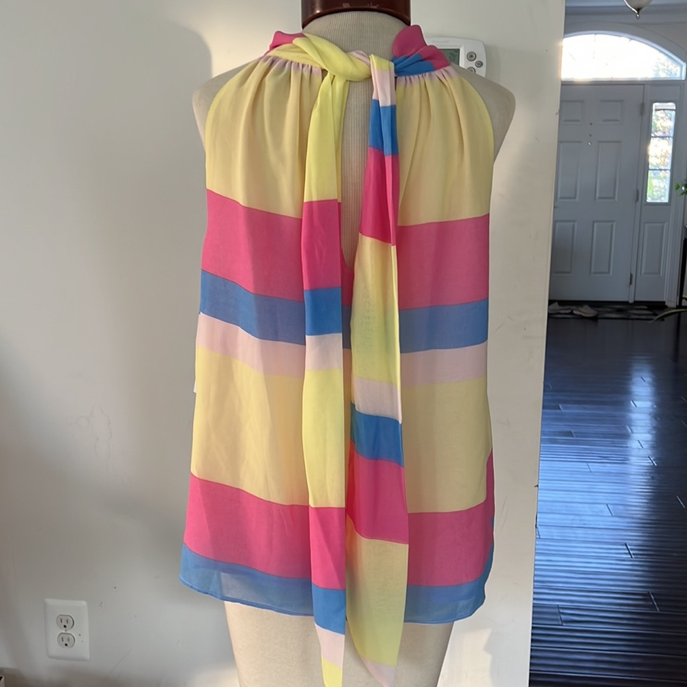 1.STATE striped halter neck tie back sleeveless blouse stunning! NWT - Picture 4 of 5